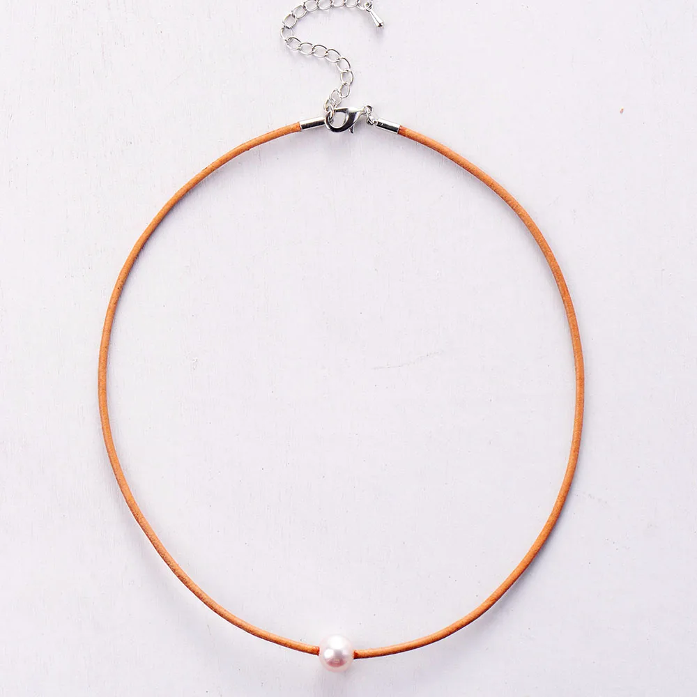 Chokers Freshwater Pearls Natural Leather Choker Necklace Womens Simple Collar Pearl Jewelry Dropship | Украшения и аксессуары
