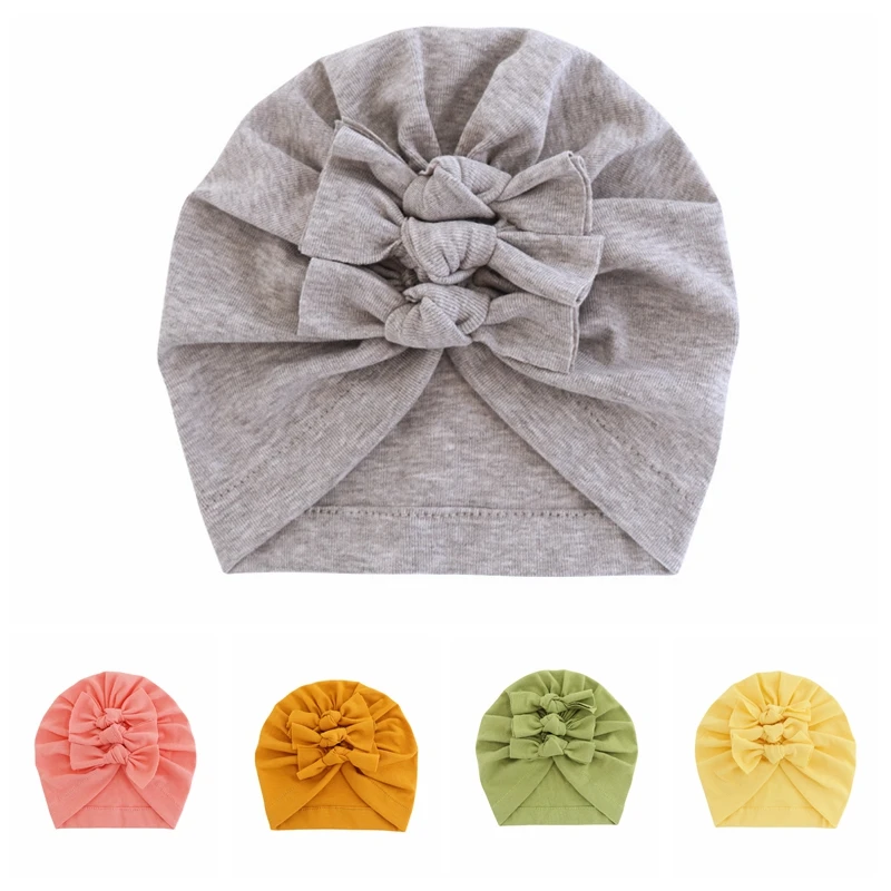 

Шапка-тюрбан для новорожденных, из хлопка, однотонная, ручной работы