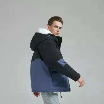 Original xiaomi 90 points men's color matching hooded down jacket 90% white duck down 4 waterproof 