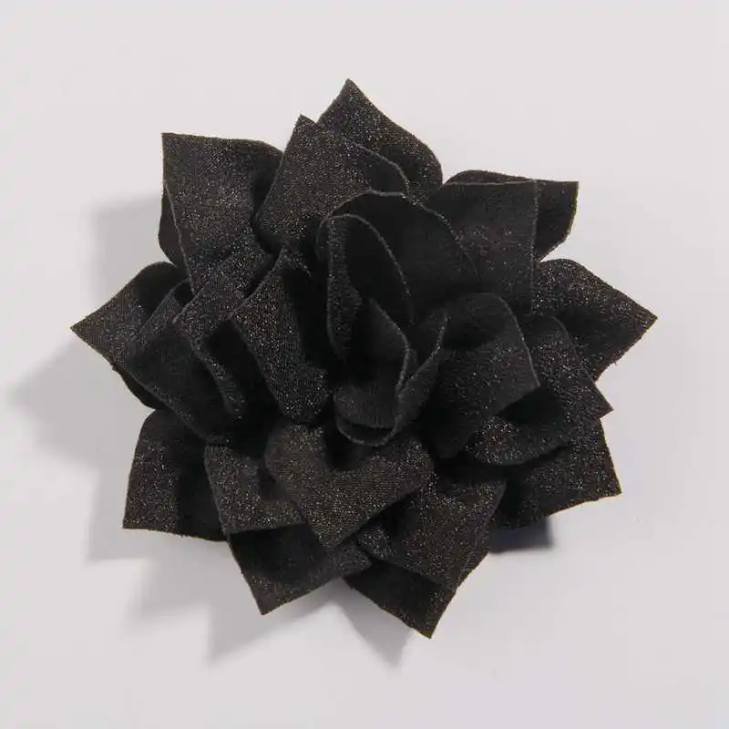 Black 5 шт., 7,5 см, 2,95 дюйма, новинка, цветы из ткани лотоса для волос, аксессуары для волос, атласный цветок для волос с/без зажимов, свадебный букет - Цвет: Black