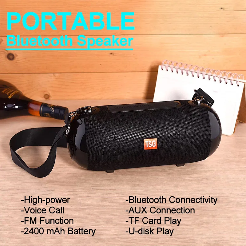 Высокомощная Bluetooth колонка Портативная Беспроводная сабвуфер для улицы с FM радио