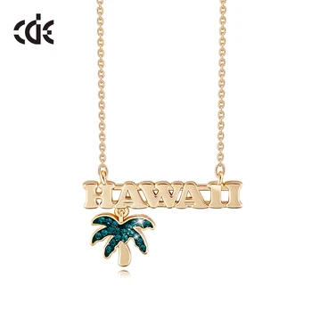 

CDE Women Gold Necklace Jewelry Embellished with crystals from Swarovski Hawaiian Summer Beach Coconut Tree Necklace Jewelry