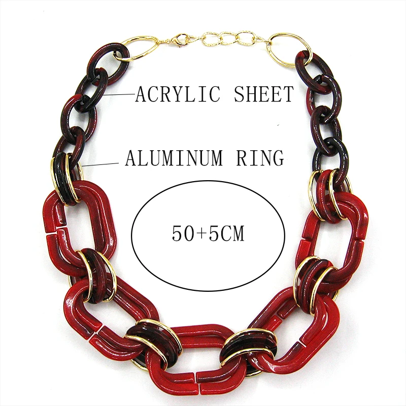 New Statement Aluminum Chain Natural pattern personalized Necklace Women bohemian Choker Necklaces& Pendants Vintage Fashion