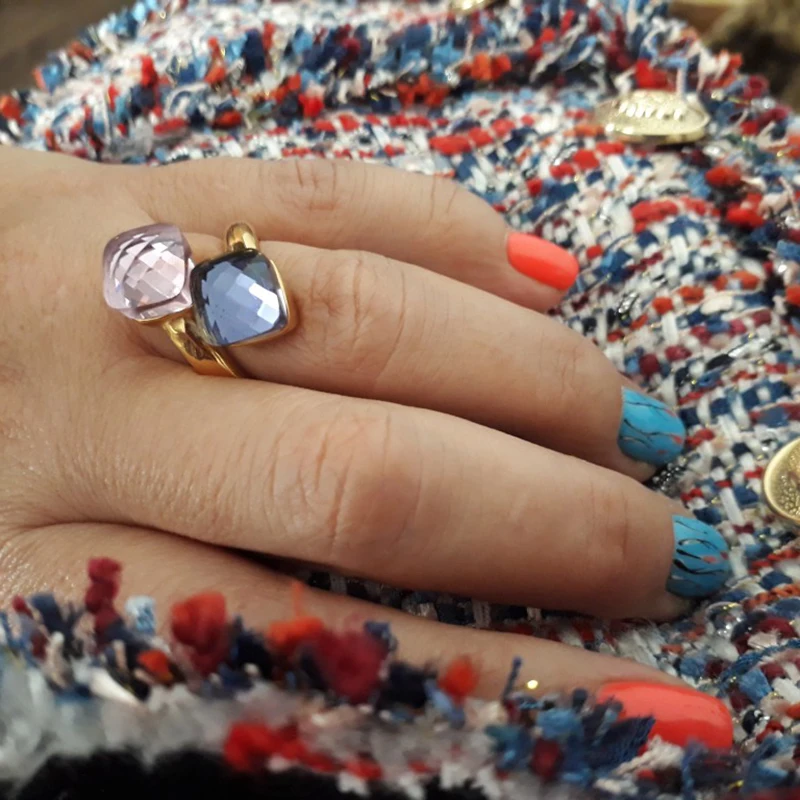 Diy Combination Double Ring For Women Jewelry JSBAO Pink Purple Glass Gold Stainless Steel Fashion ring set gold color rings stainless steel ring finger ring gold color ring adjustable rings