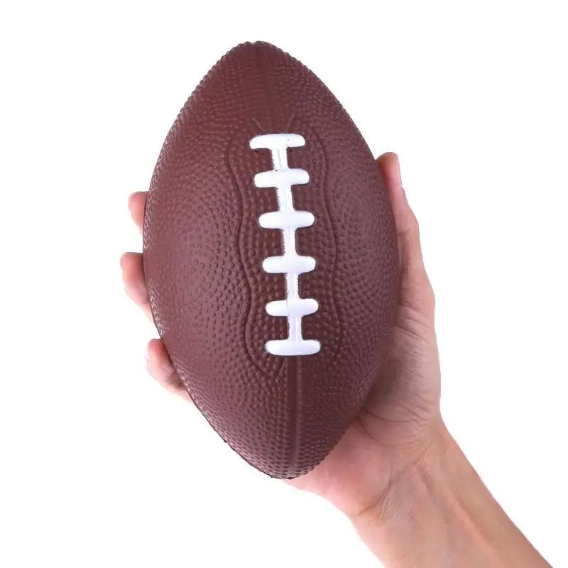 Mini Soft PU Foam Material Brown Anti-stress Rugby Soccer Squeeze Ball