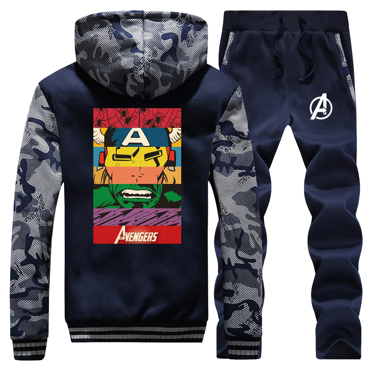 

The Avengers Tracksuits Jacket Pant Superhero Set Men Sportsuits Sweatshirts Hoodies Sweatpant Sets Suit 2 PCS Camo Sportswear
