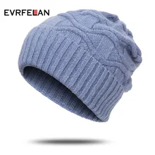Evrfelan Beanie зимняя женская шапка, вязаная теплая шапка Skullies, женская шапка Skullies Beanies, однотонная шапочка, мягкая удобная