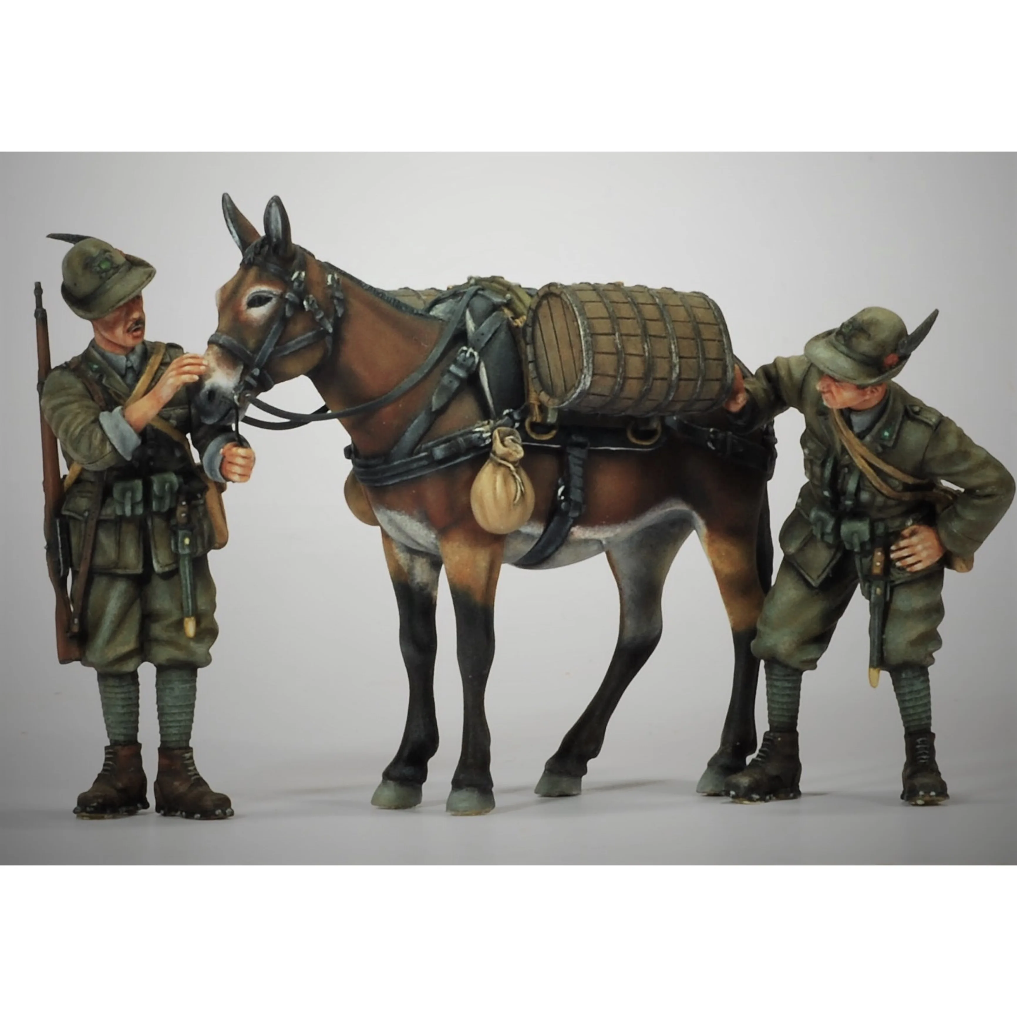 1/35  Resin Model Figure GKï¼ŒTwo people and a donkey  ,  Unassembled and unpainted kit