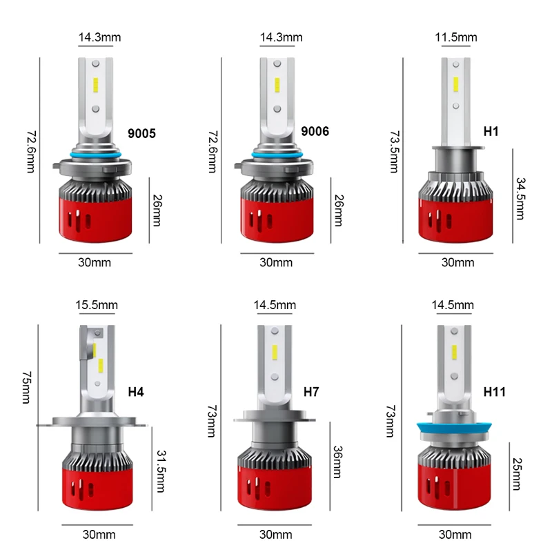 XFZMZBZ фар автомобиля H7 светодиодный H4 светодиодный H1 H11 9006 9005 60 Вт 6000LM 6500K 12 V-36 V авто фары светодиодный налобный фонарь