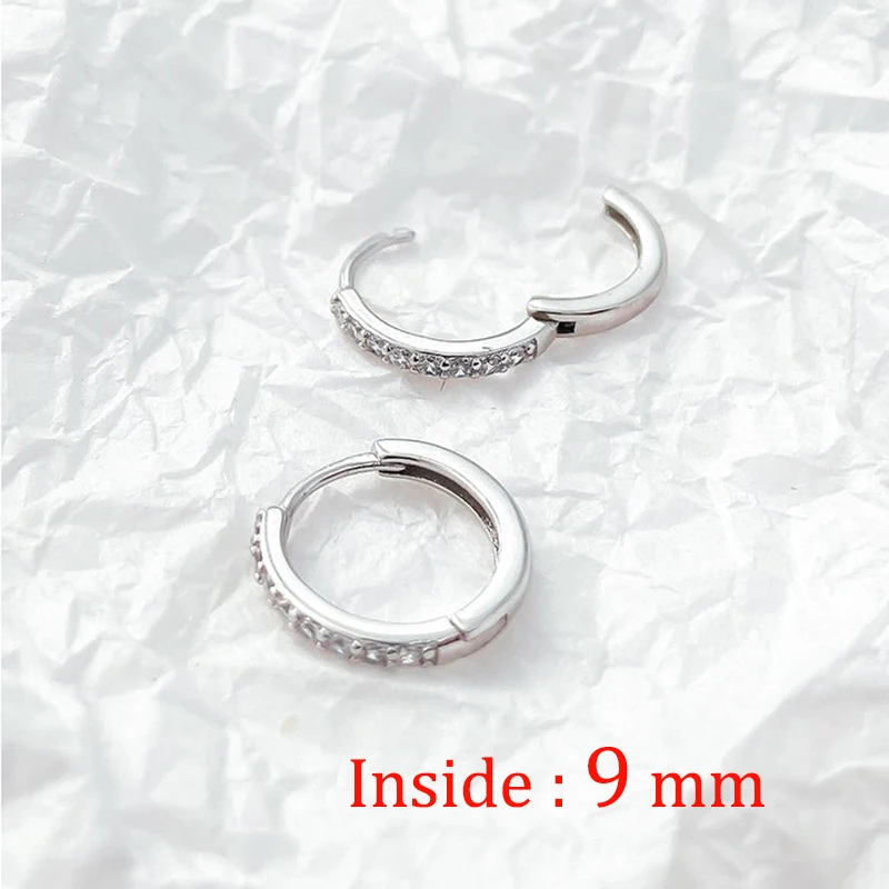 2PCS Stainless Steel Minimal Hoop Earrings Crystal Zirconia Small Huggie Thin Cartilage Earring Helix Tragus Piercing Jewelry 4