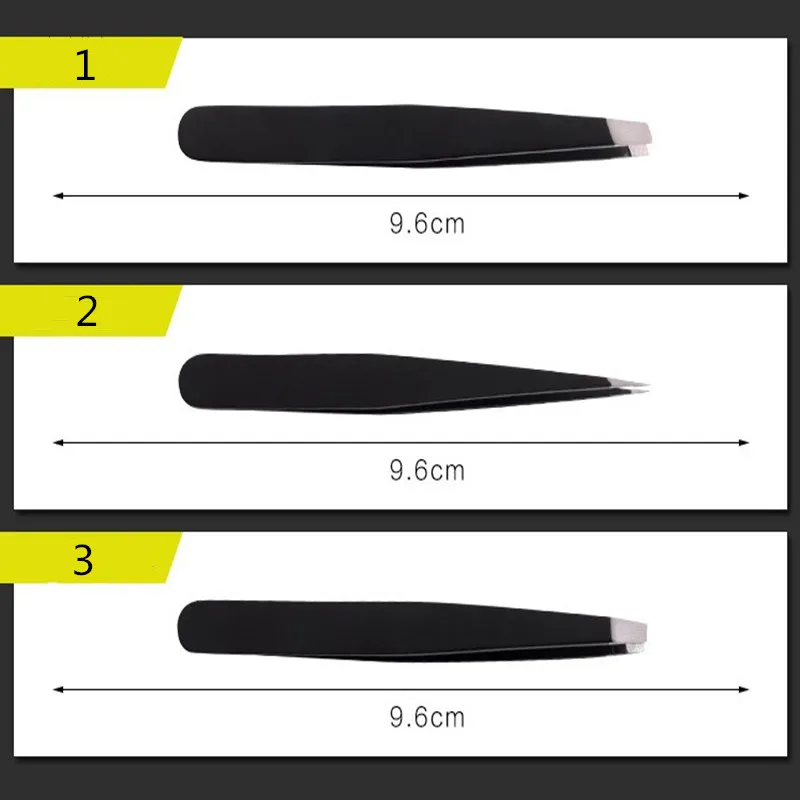 Rakado 3 шт. бровей нержавеющая сталь tweezers точечный наконечник/Наклонный наконечник/плоский наконечник снятие макияжа Инструменты аксессуар с чехлом