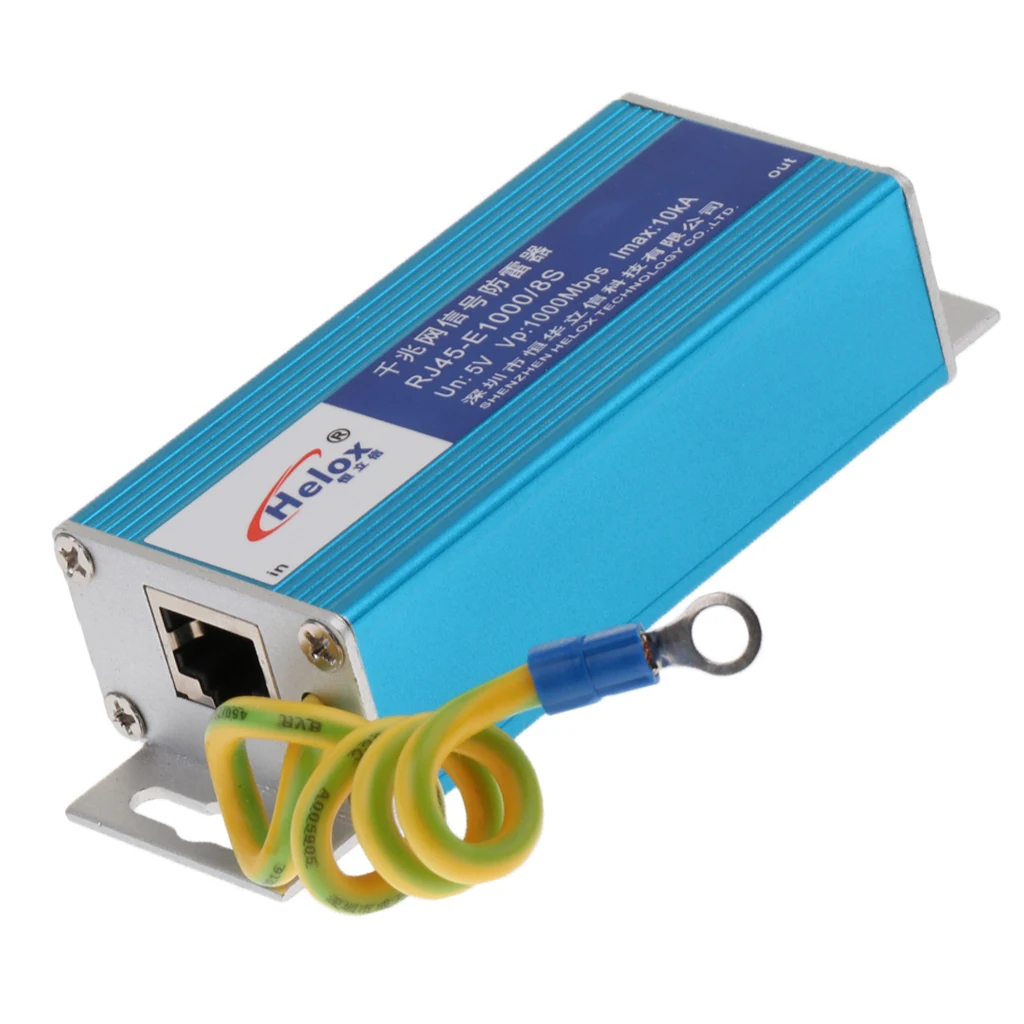 Gigabit Ethernet Surge Protector - RJ45   Protection Device - LAN Network Thunder Arrestor - 1000 Mbps
