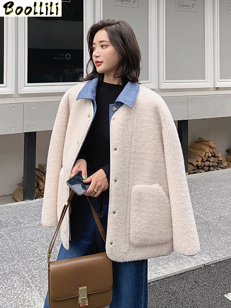 

Boollili 100% Wool Coat Female Sheep Shearling Fur Coats 2020 Autumn Winter Jacket Women Korean Jackets Chaqueta Mujer