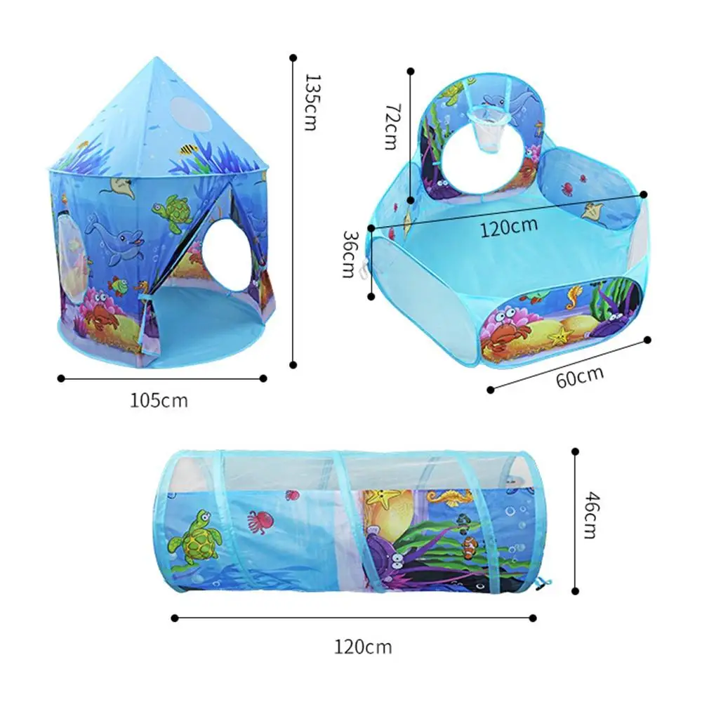 Kids Play Tent Sunba Youth Ball Pit Crawl Tunnel Pop Up Playhouse For Girls Boys 