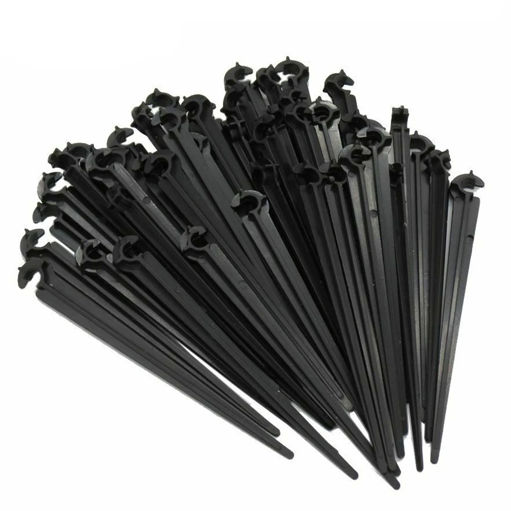 

100 Pcs 1/4" Inch Drip Irrigation water Hose Pipe Support Bracket Holders Hose pipe C Shape Fixed Stems Holder Garden Irrigation