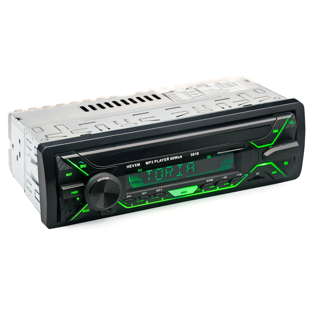 HEVXM Colorful Light Car Stereo Audio MP3 Player In-Dash 1 Din FM Receiver Aux Input SD MP3 MMC WMA Radio Player 3010