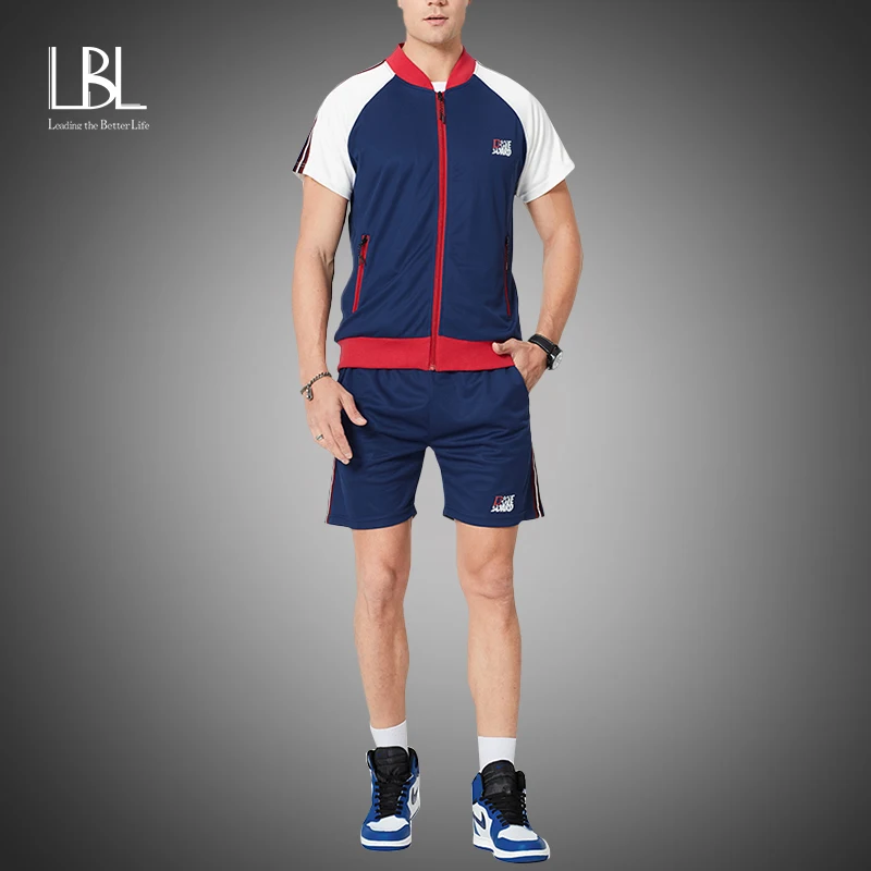 Summer Tracksuit Sweatshirt Sportswears Short-Sleeve LBL Causal Mens Fashion Male