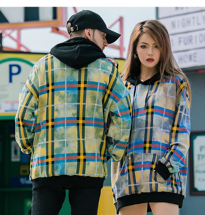 Aelfric клетчатые цветные Флисовые женские толстовки с капюшоном Harajuku повседневные Хлопковые женские пуловеры модные уличные толстовки