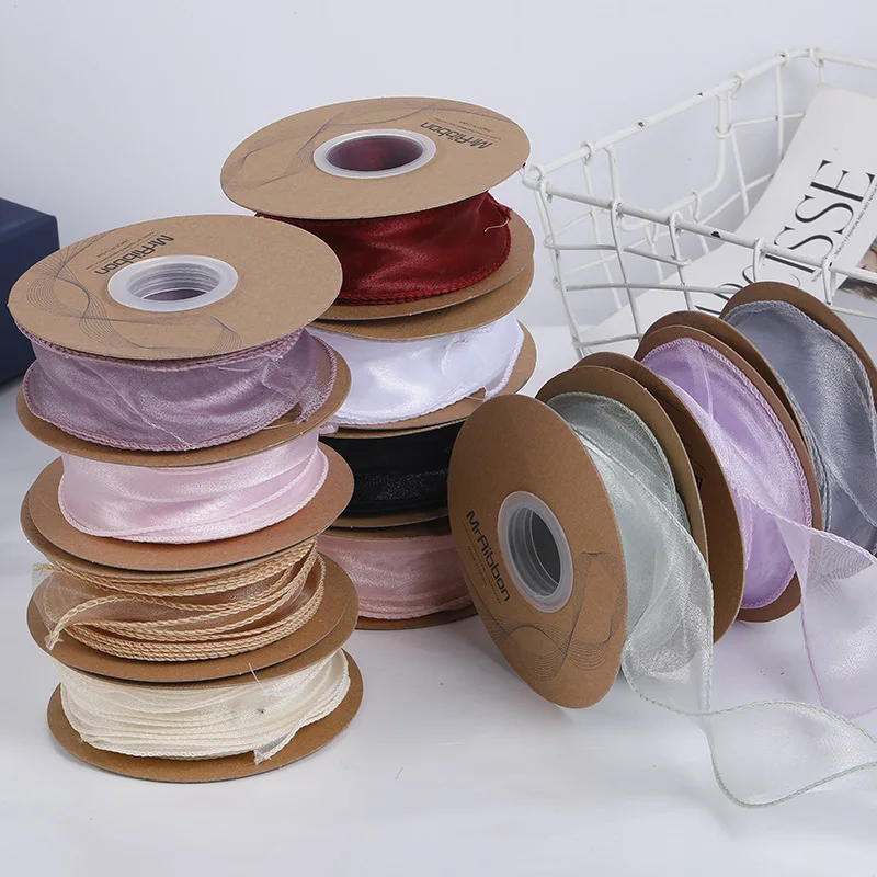 10 Yards Color Fishtail Yarn Ribbon Bouquet Packing Material Fresh Flowers Baking Overwrap Ribbon Wave Chiffon Yarn Gift Strap