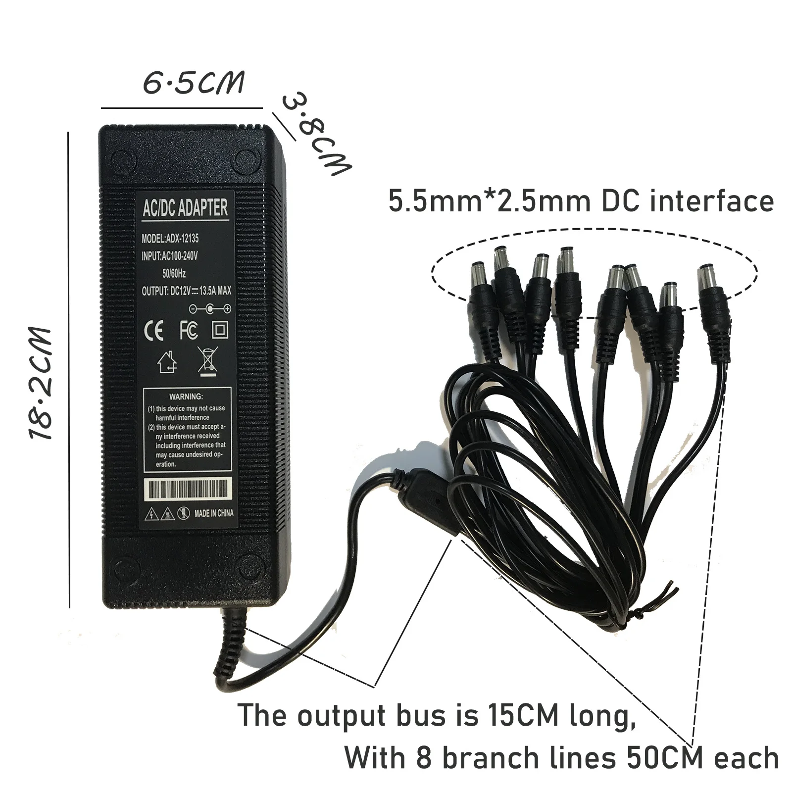 12V 10A 13.5A Multi-head Power Adapters 13.5A 8 outputs DC Output Power Adapter Suitable For Cameras Hard Disk boxes Sata cable