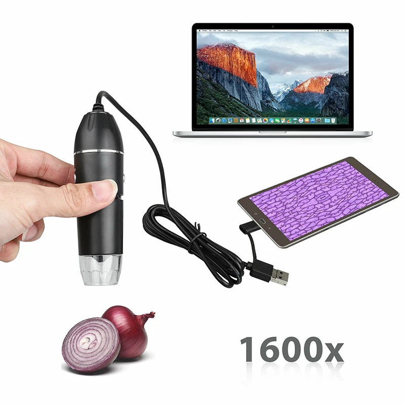 1600X камера 8-светодиодный OTG эндоскоп USB Цифровой Микроскоп увеличение ж/Подставка для iphone MAC системы WINDOWS Android