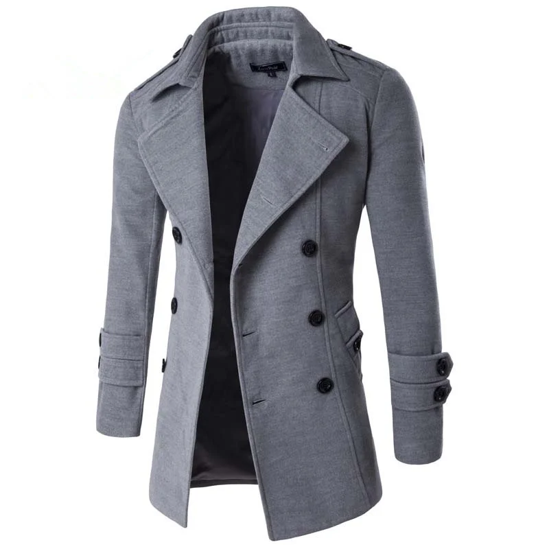 Overcoat men 2019 Solid color badge decoration mens overcoat Casual double-breasted winter coats Black, light gray, dark gray Overcoat men 2019 Solid color badge decoration mens overcoat Casual double-breasted winter coats Black, light gray, dark gray