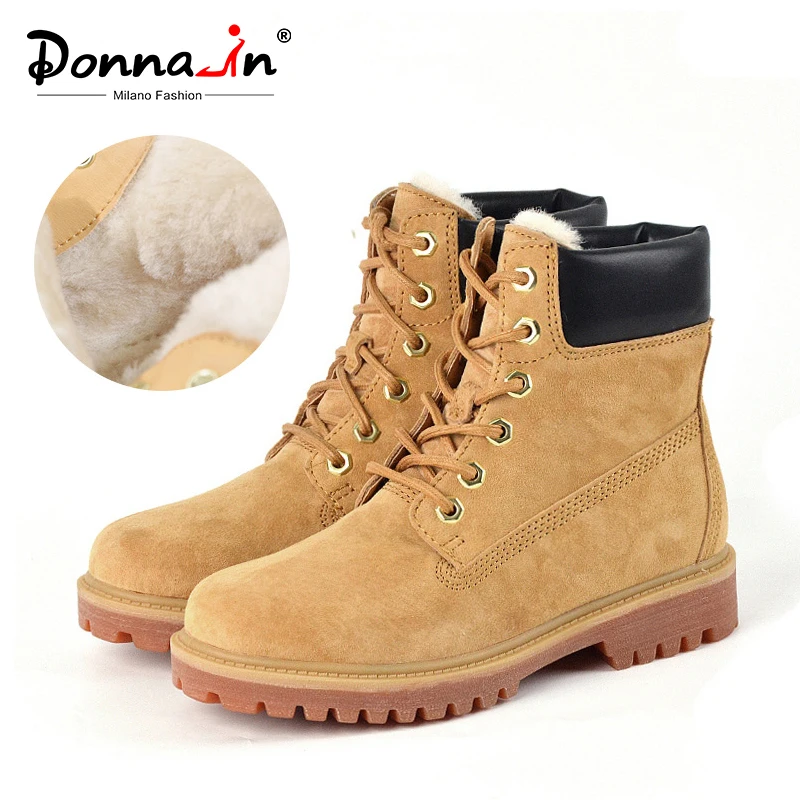 Skup Donna in Casual kobiety zimowe buty ciepłe futro prawdziwej skóry trzewiki martin platformy buty na obcasie kobiece buty śniegowce rozmiar 41 43