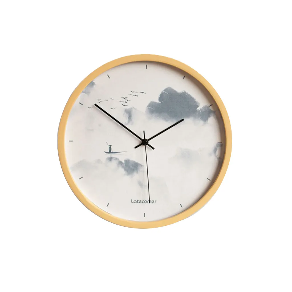 All New Watch Clock Wall Mute Wooden Home Decoration Living Room Study Bedroom Elegant Style - Цвет: F