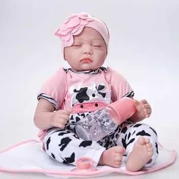 

55cm Full Body Silicone Rebirth Baby Eyes Closed Reborn Doll Early Education Simulation Baby Reborn Baby Dolls