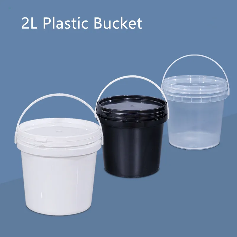 5PCS 2L High Quality Plastic Bucket With Lid and Handle Good Sealing  Container for Water Honey Food Grade Storage Pail