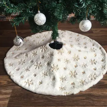 

78-122cm Snow Plush Christmas Tree Skirt Base Floor Mat Cover XMAS Party Decor