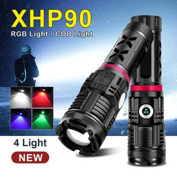 

High-end Flashlight Xhp90 Led Tactical Flashlight Powerful Flash Light 18650 Rechargeable Police Flashlight Military Flashlights