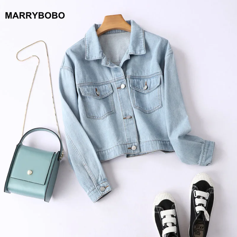 

Autumn Denim Jacket Coats For Women 2019 Long Sleeve Blue Black Jeans Jacket Lady Slim Tops Female Short Bomber Coat