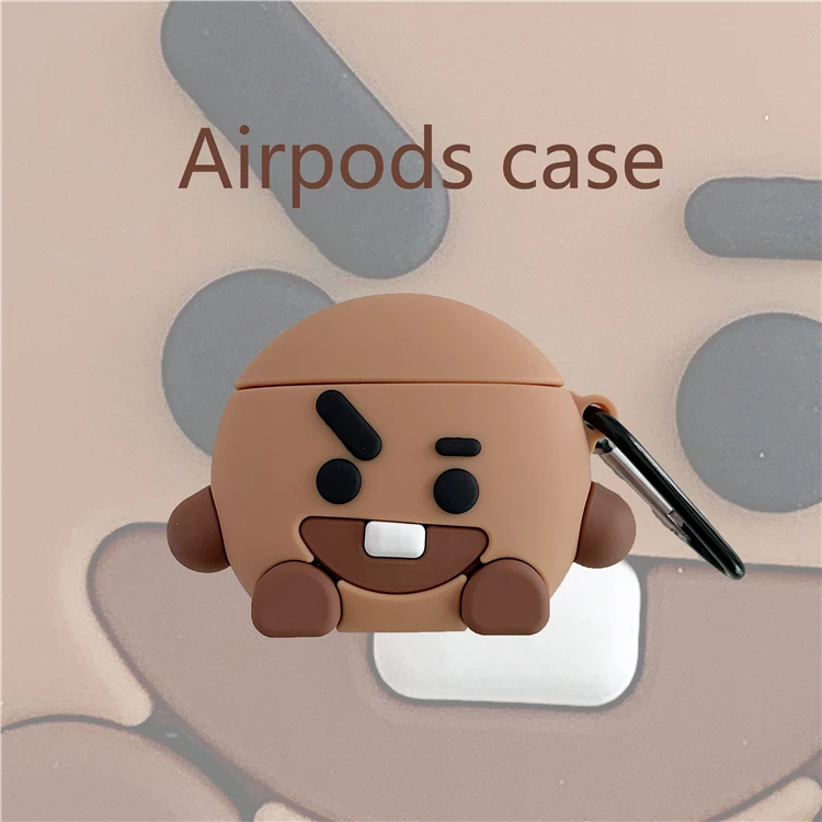 Беспроводной чехол для iPhone airpods 1, 2, для iPhone с мультяшным милым шоколадным рисунком, с защитой от падения, мягкий чехол для гарнитуры из ТПУ с крючком