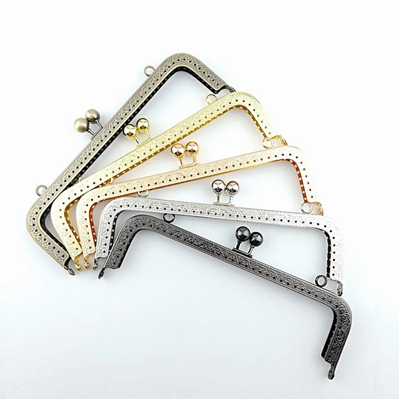 Marco de Metal con cierre de broche para bolso, accesorios para manualidades de 5/20Cm, con diseño rectangular de bronce antiguo
