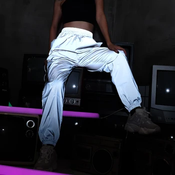 

Plus Size High Waist Pants Women'S Sweatpants And Joggers Reflective Trousers Women Streetwear Autumn 2018 Hippie Pants
