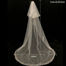 2 Layers Wedding Bridal Veil with Metal Comb Long Drop Illusion Tulle Chapel Veil for Bride Cathedral Length Photo Props