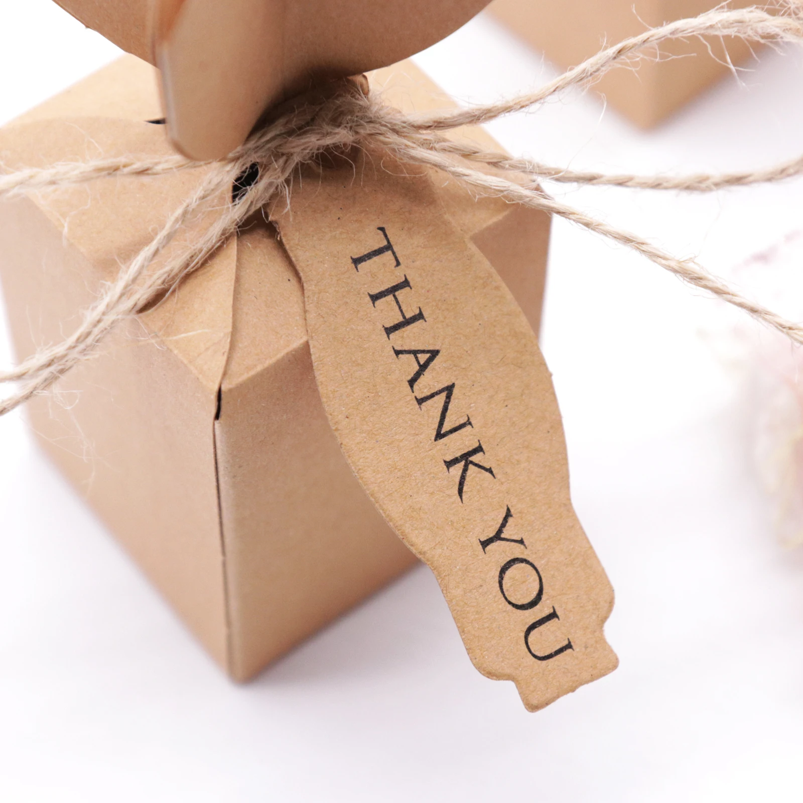 10 шт крафт-бумага коробка для конфет спасибо карты цветок подарочные коробки для свадебной вечеринки сумки упаковочная коробка для вечерние сувениры и пеньковая веревка