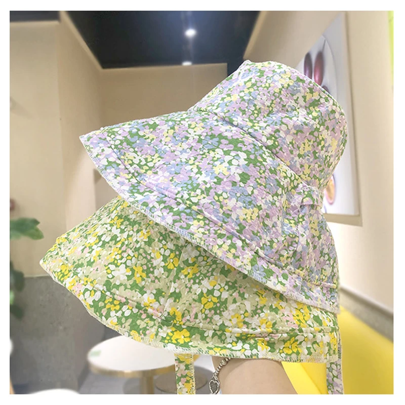 Шляпа Женская Рыбацкая с мелким цветочным принтом Панама широкими полями для