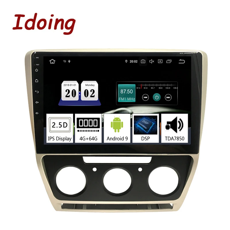 

Idoing 10.2"2.5D Android 9.0 Car GPS Multimedia Player For SKODA Octavia 2 2008-2014 A5 Car Navigation Radio Video Audio Player