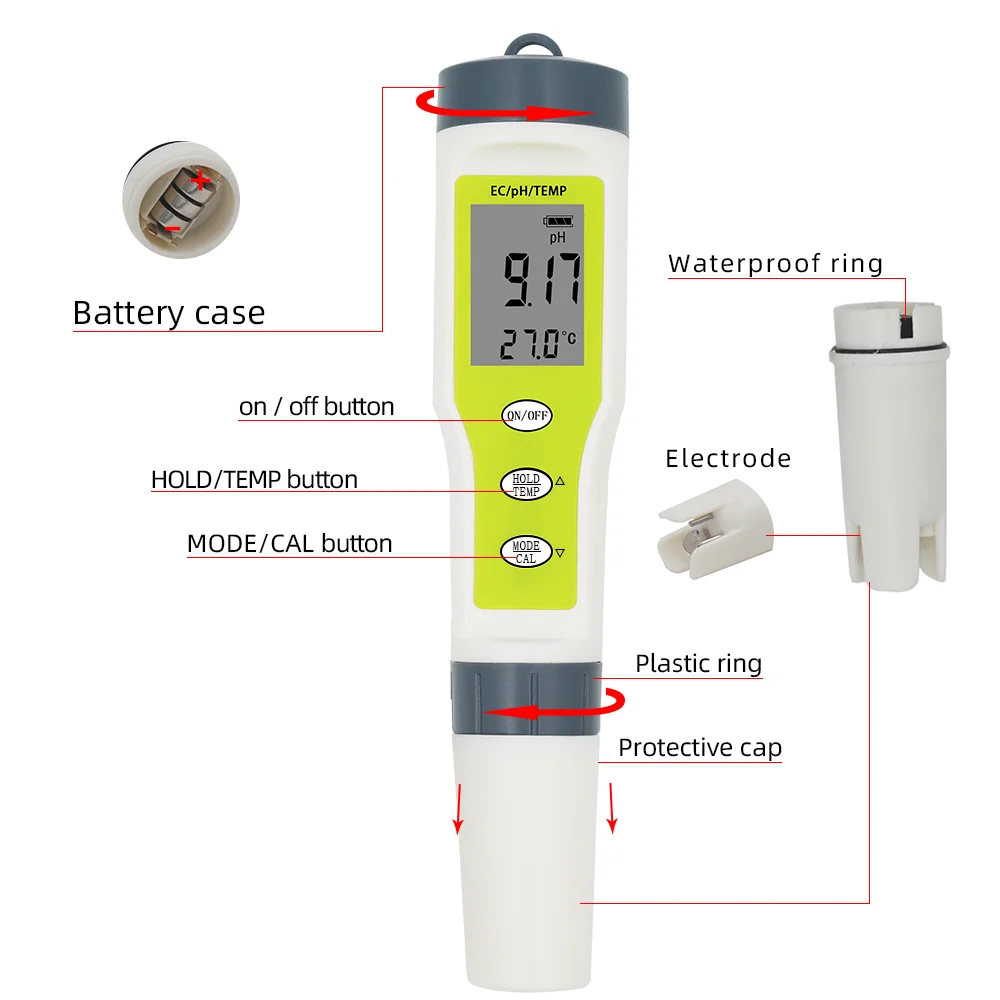Description Picture 5 of itemEZ9902 3 in 1 EC Meter Water Quality Tester PH EC TEMP Meters Replace Probe Purity Measure Tool Acidity Testers For  Pool 20%off