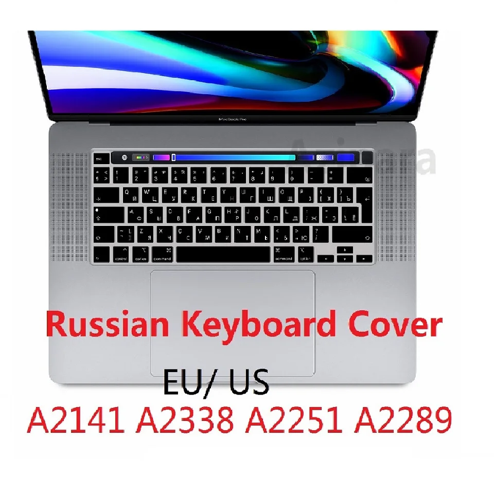 Silicone Nero Per Macbook Pro 16 A2141 Eu Us Pro 13 2020 M1 Chip A2338 A2251 A2289 Eu Us Russian Silicon Keyboard Cover Skin
