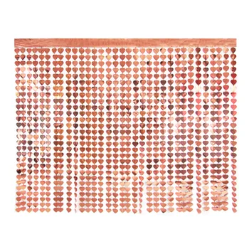 

2Meter Heart Rose Gold Garlands Metallic Foil Tinsel Fringe Curtain Door Wedding Birthday Party Backdrop Background Decorations
