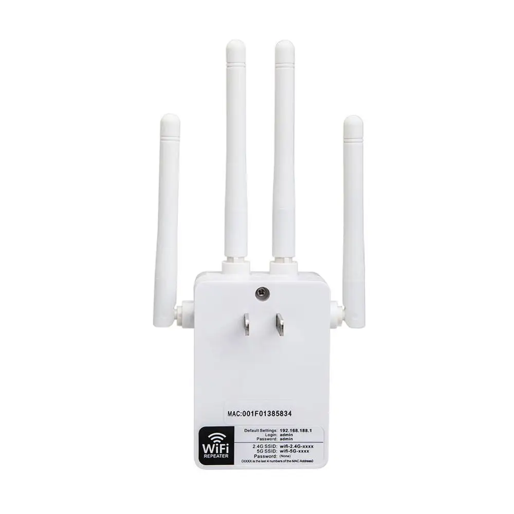 Беспроводной Wi-Fi ретранслятор маршрутизатор 1200 Мбит/с двухдиапазонный 2,4/5G 4 антенны Wi-Fi диапазон расширитель Wi-Fi роутеры Домашняя сеть товары для дома - Цвет: White US