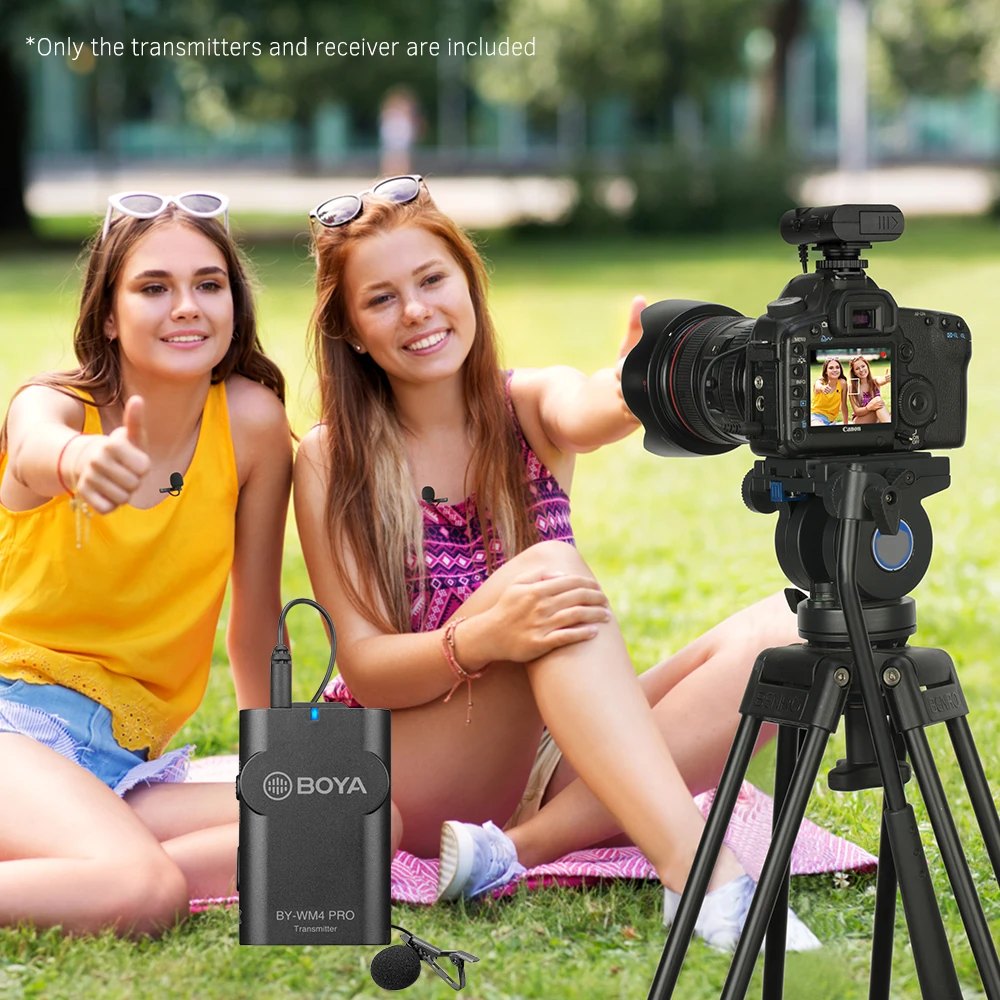BOYA BY-WM4 портативный 2,4G мини микрофон Беспроводная система один передатчик+ один приемник с жестким чехлом для DSLR камеры