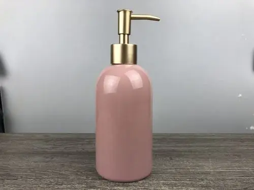 1Pcs 420ml ceramic soap bottle kitchen hand soap bottle cosmetic shampoo shower gel bottle home hotel outdoor travel bottle - Цвет: Pink