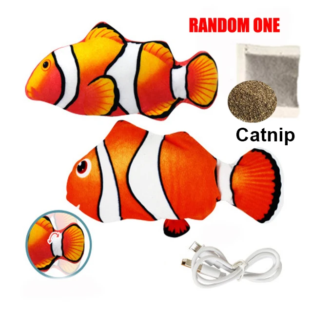 Cat Toy Fish USB Electric Charging Simulation Fish Catnip Cat Pet Chew Bite Interactive Cat Toys Dropshiping Floppy Wagging Fish 