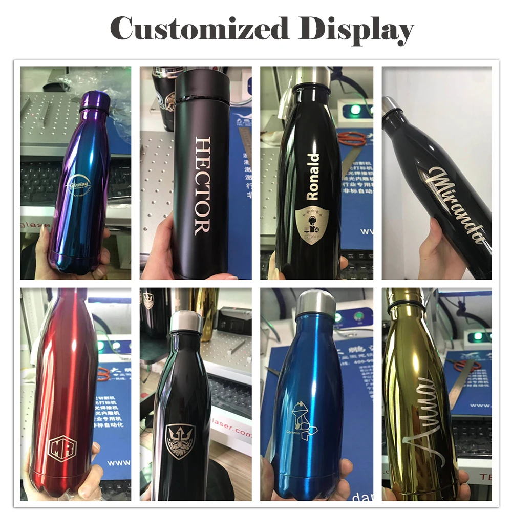 Free Custom Logo Name Double-Wall Insulated Vacuum Flask Stainless Steel Water Bottle BPA Free Thermos for Sport Water Bottles