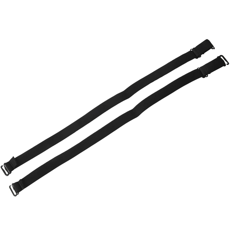 Black Elastic Fabric Metal Hook End Bra Straps Pair For Ladies Camera