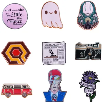 

A3617 Patchfan Fashion No Face Man Enamel Pin Collection Cartoon Bus Ghost Brooches Art Lapel Pins Backpack Badge Collar Jewelry